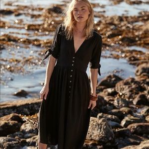 FREE PEOPLE LOVE OF MY LIFE MIDI DRESS, BLACK, MEDIUM